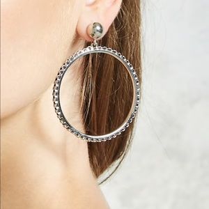 Forever 21 square chain drop hoop earing